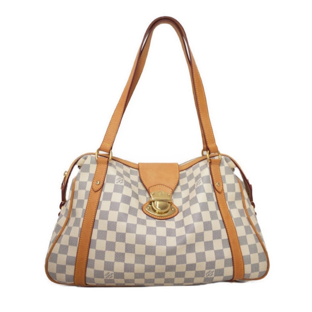 Louis Vuitton White and Tan Checkered Women's Bag